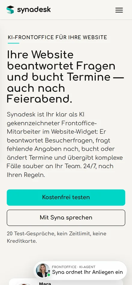 synadesk.ai — mobile